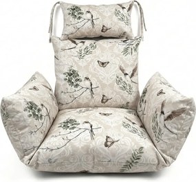 Čierne závesné kreslo KOKON bez stojanu, béžový vankúš