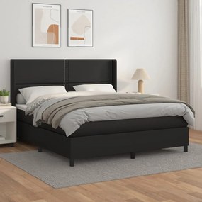 Boxspring posteľ s matracom čierna 180x200 cm umelá koža 3132453