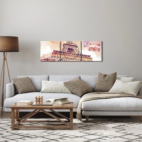 Obraz - Pohľad z Paríža (s hodinami) (90x30 cm)