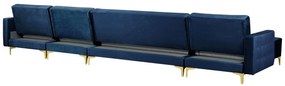 6-miestna modulárna zamatová sedacia súprava v tvare U s taburetom modrá ABERDEEN Beliani