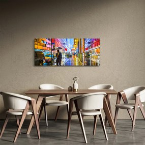 Obraz - Mesto v neónovej žiare (120x50 cm)