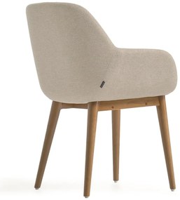 Béžové čalúnené jedálenské kreslo s podrúčkami Konna – Kave Home