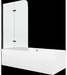 Mexen Cube obdĺžniková vaňa 180 x 80 cm s obkladom a 2-krídlovou zástenou 100 cm, transparentnéné, čierna - 550518080X9010027000