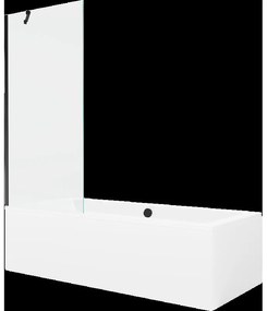 Mexen Cube obdĺžniková vaňa 180 x 80 cm s obkladom a 1-krídlovou sprchovou zástenou 80 cm, Transparentné, Čierna - 550518080X950