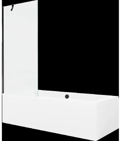 Mexen Cube obdĺžniková vaňa 180 x 80 cm s obkladom a 1-krídlovou sprchovou zástenou 80 cm, Transparentné, Čierna - 550518080X950