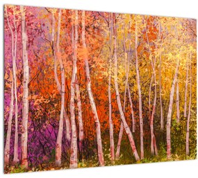 Sklenený obraz farebného lesa (70x50 cm)