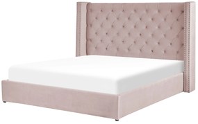 Zamatová posteľ s úložným priestorom 180 x 200 cm ružová LUBBON Beliani