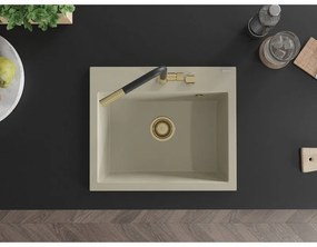 Mexen Oscar, 1-komorový granitový drez 580x490x205 mm, béžová, 6519581000-69-G