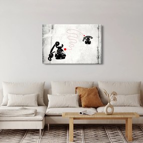 Obraz - Kresba telefónu na štýl Banksyho (90x60 cm)