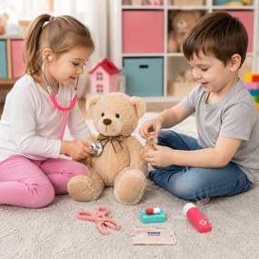 Drevený lekársky set ECOTOYS – lekárska taška, 26 dielov, hračka pre deti 3+