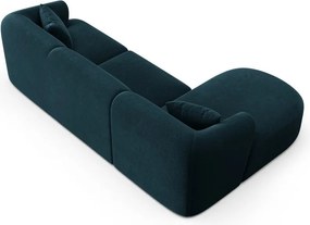 Zamatová rohová pohovka v petrolejovej farbe (ľavý roh/s leňoškou) Campi – Cosmopolitan Design