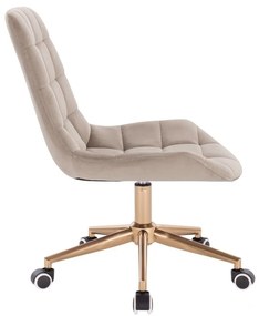 LuxuryForm DESIGN Stolička PARIS VELUR na zlatej podstave s kolieskami - latte