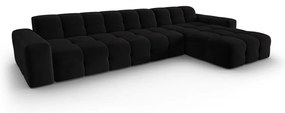 Čierna zamatová rohová pohovka (pravý roh) Kendal - Micadoni Home