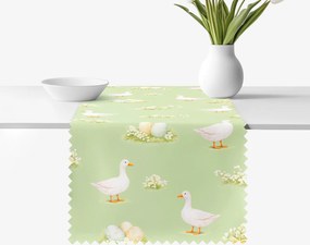 Goldea veľkonočný behúň na stôl teflónový - husy a kraslice 50x160 cm