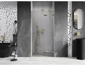 Mexen, Mexen Lunar pravé otočné sprchové dvere 125 cm, transparentné, zlaté - 834-125-000-50-00-P