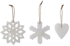 Súprava 3 bielych závesných vianočných ozdôb Bloomingville Otta