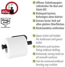 Matne čierny samodržiaci držiak na toaletný papier z nehrdzavejúcej ocele Orea – Wenko