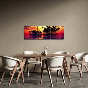 Obraz ostrovu pri západe slnka (s hodinami) (90x30 cm)