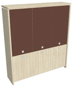 Vysoká skriňa Verno 188 x 46 x 210 cm, kombinované dvere, agát / hnedá