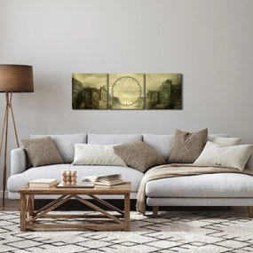 Obraz westernového mestečka (s hodinami) (90x30 cm)