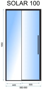 Rea Solar Black, posuvné sprchové dvere 100 x 195 cm, 6mm číre sklo, čierny profil, REA-K6512