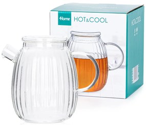 4Home Sklenený džbán s viečkom Stripe Hot&Cool, 1 l