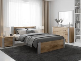 Posteľ IKAROS 90 x 200 cm, dub artisan/sivá Rošt: S latkovým roštom, Matrac: Matrac DELUXE 10 cm