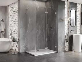 Mexen Lunar-F L, 1-krídlový sprchový kút so skladacími dverami, pravý, 100 x 80 cm, 8mm číre sklo, brúsená oceľ profil, 836L-100-080-97-00-P