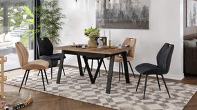 AVERY Dub Halifax pocínovaný / čierna spodná časť - LOFTOVÝ / PRIEMYSELNÝ STÔL DO OBÝVAČKY/ JEDÁLNE ROZKLADACÍ DO 330 cm!