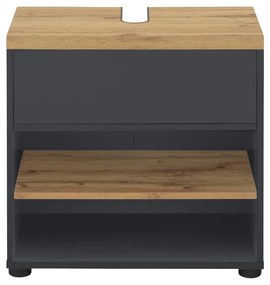 Antracitová skrinka pod umývadlo v dekore duba 60x57 cm Thessa – Støraa