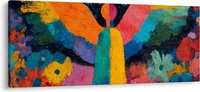 Obraz - Abstraktný anjel s kvetmi (120x50 cm)