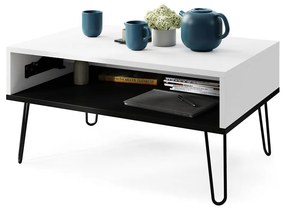 Konferenčný stôl s výklopnou doskou a policou HALIJA biela/čierna