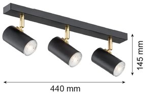 Argon 1476 - Bodové svietidlo LAGOS 3xGU10/5W/230V čierna/mosadz