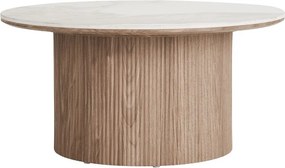 Béžový/v prírodnej farbe okrúhly konferenčný stolík s doskou v dekore mramoru ø 80 cm Athens – House Nordic