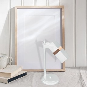 Stolná lampa Vidar, 1x drevené/biele kovové tienidlo, w