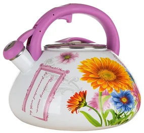 Smaltovaná kanvica pískacia FLOWERS 3 l
