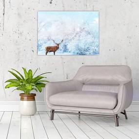 Sklenený obraz majestátneho jeleňa (70x50 cm)