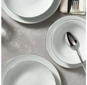 Jedálenská súprava 8 ks biela/strieborná/porcelán