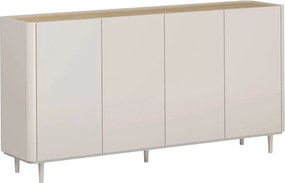 Komoda Elivo 200 cm štvordverová na nožičkách - kašmír / olejovaný dub
