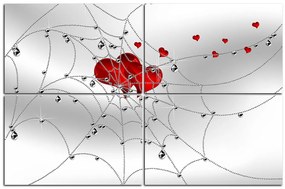 Obraz na plátne - Srdce v striebornej pavučine 178D (150x100 cm)