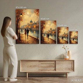 DUBLEZ | Maľovaný obraz do spálne - Láska v meste