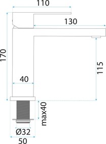 Rea Arlo, umývadlová batéria h-170, brúsená oceľ, REA-B4589