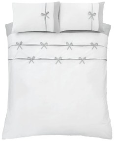 Bielo-sivé obliečky Catherine Lansfield Milo Bow, 135 x 200 cm