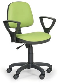 Euroseat Pracovná stolička na kolieskach MILANO s podpierkami rúk, permanentný kontakt, pre mäkké podlahy, zelená