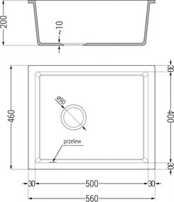 Mexen Pedro - drez granitový 56,0x46,0cm, 1-komorový, čierna-strieborná, 6508561000-73