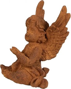 Dekoratívna hrdzavá figúrka anjel sediaci - 9*8*12 cm