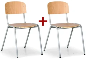 Drevená stolička LISA s lakovanou konštrukciou, 1+1 ZADARMO