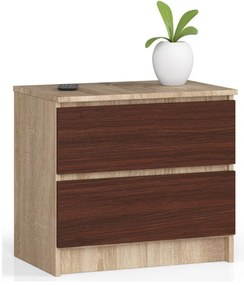Nočný stolík K60 2SZ CLP dub sonoma / wenge