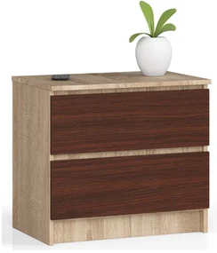 Nočný stolík K60 2SZ CLP dub sonoma / wenge