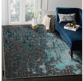 Moderný koberec DE LUXE 2079 vintage - Štrukturálny zelená / antracit Veľkosť: 140x190 cm